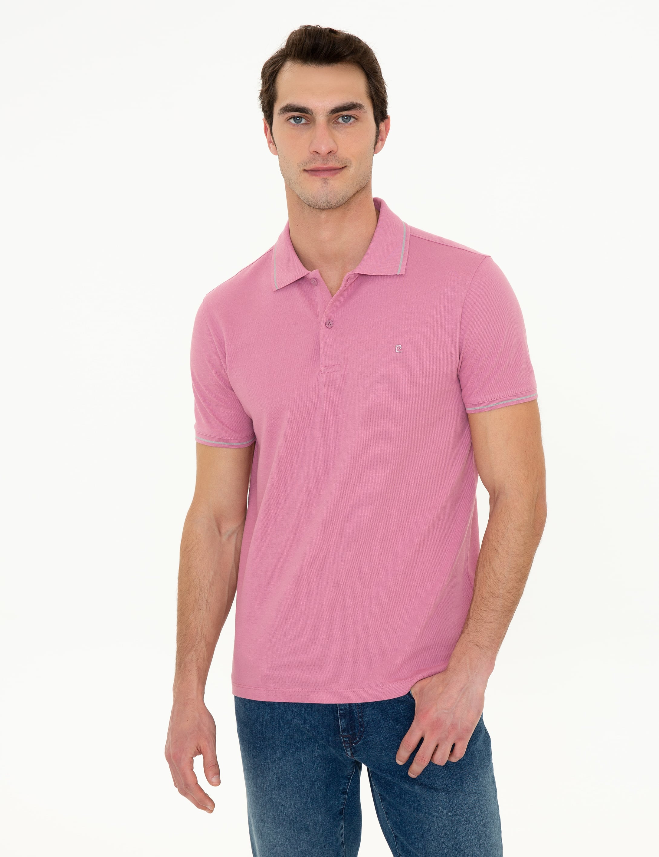 Gül Kurusu Slim Fit Polo Yaka Basic Tişört