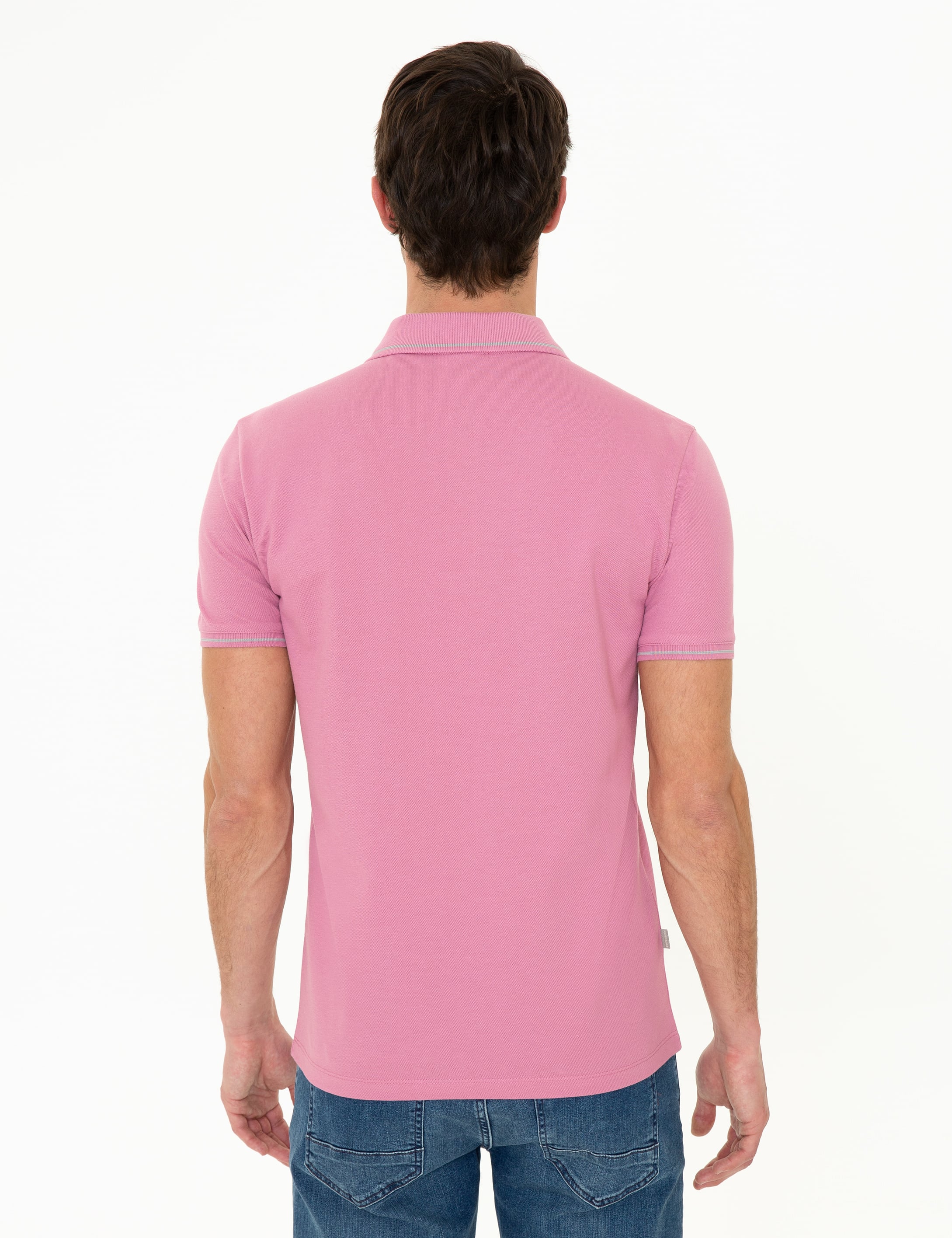 Gül Kurusu Slim Fit Polo Yaka Basic Tişört - Image 4