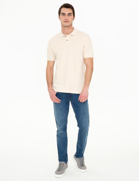 Bej Slim Fit Polo Yaka Basic Tişört - 50249878126