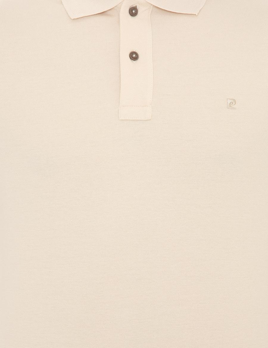 Bej Slim Fit Polo Yaka Basic Tişört