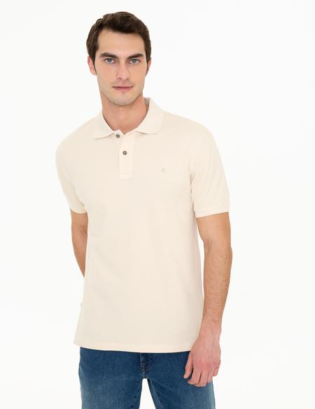 Bej Slim Fit Polo Yaka Basic Tişört - 50249878126