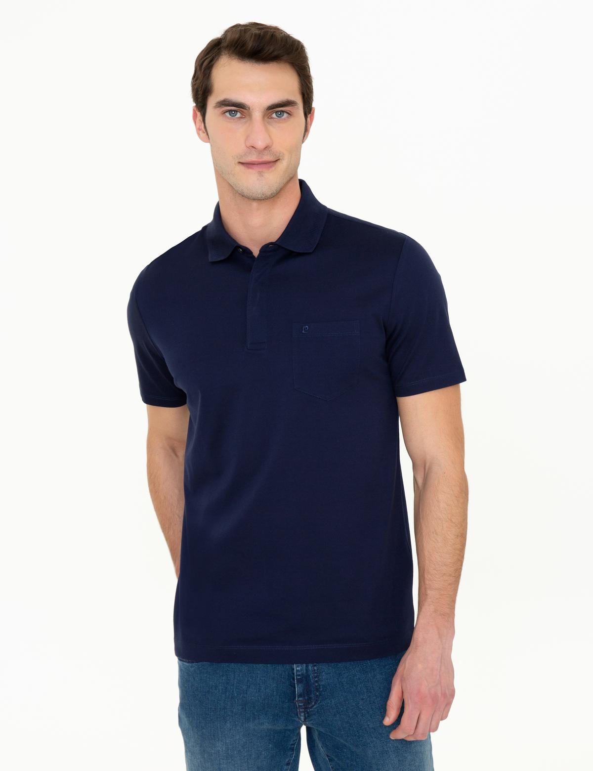 Lacivert Regular Fit Polo Yaka Merserize Tişört - 50249893008