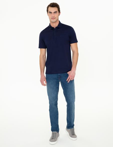 Lacivert Regular Fit Polo Yaka Merserize Tişört - 50249893008