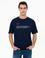 Lacivert Comfort Fit Baskılı Bisiklet Yaka Tişört