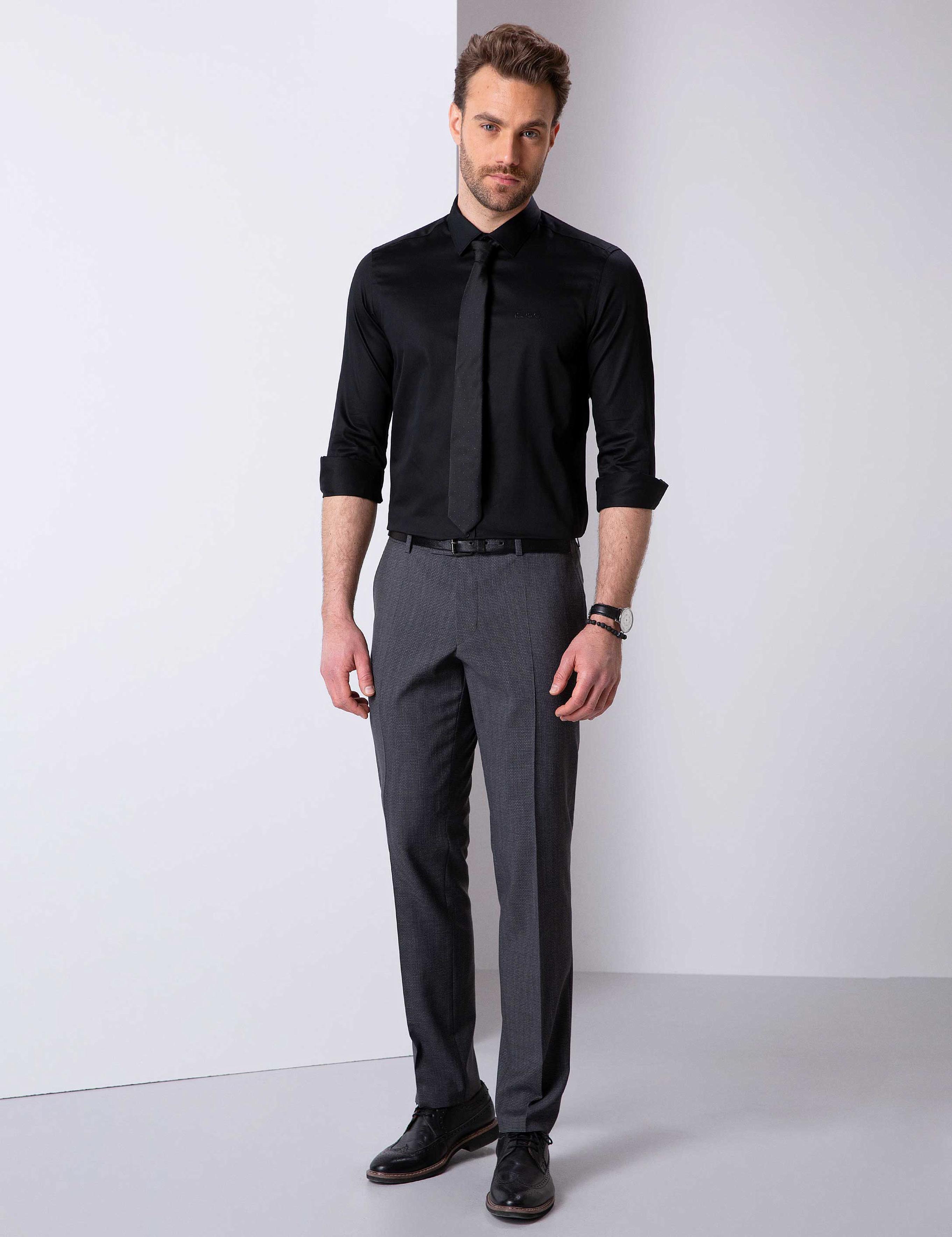 Siyah Slim Fit Basic Gömlek