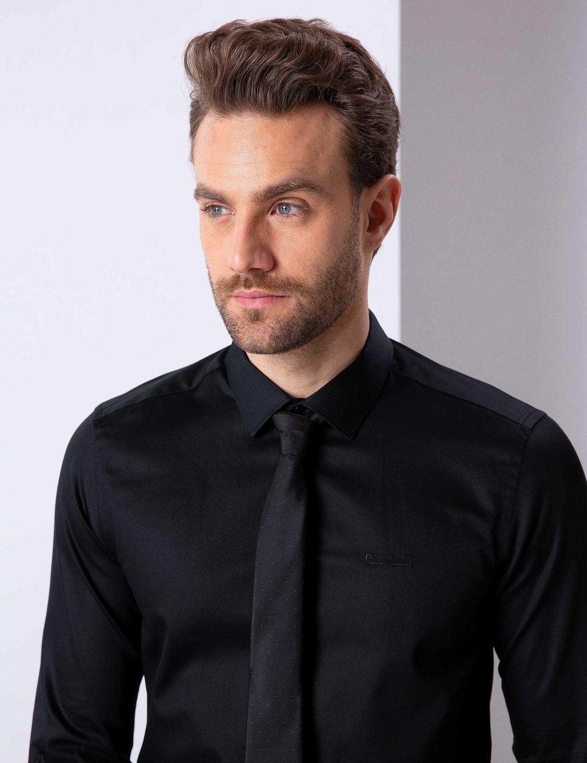 Siyah Slim Fit Basic Gömlek - 50204547011