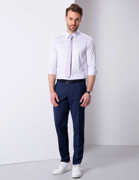 Lila Slim Fit Uzun Kollu Basic Gömlek - 50204547074