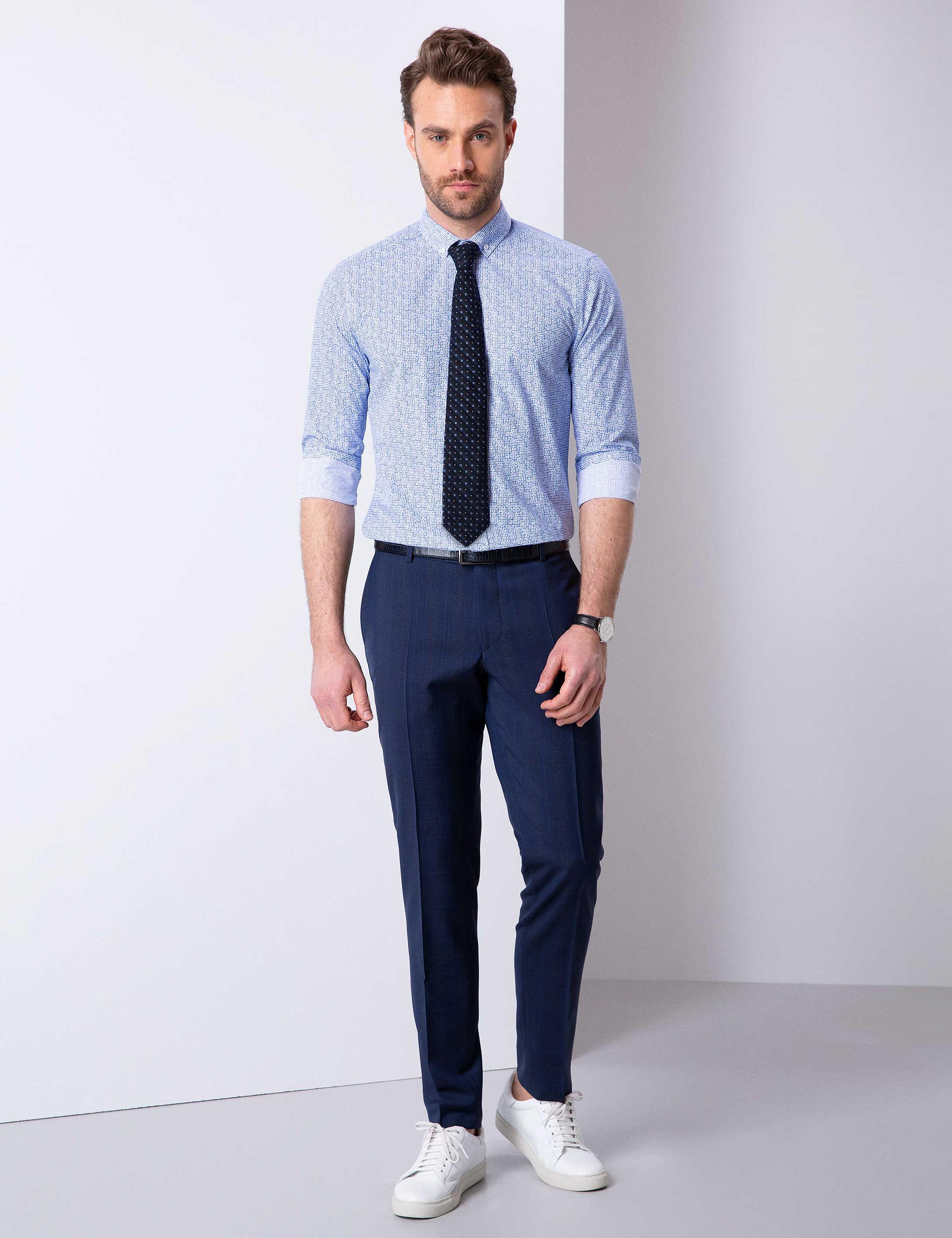 Mavi Slim Fit Uzun Kollu Gömlek