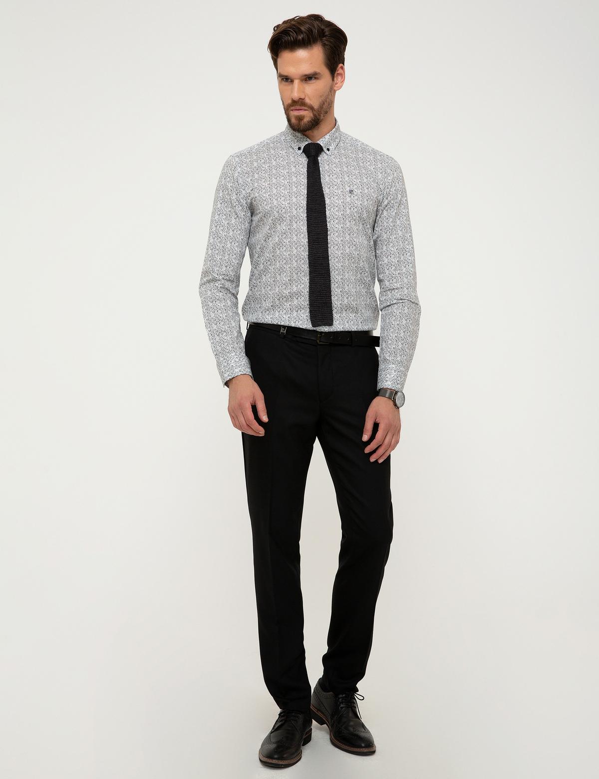 Gri Slim Fit Gömlek - 50209585014