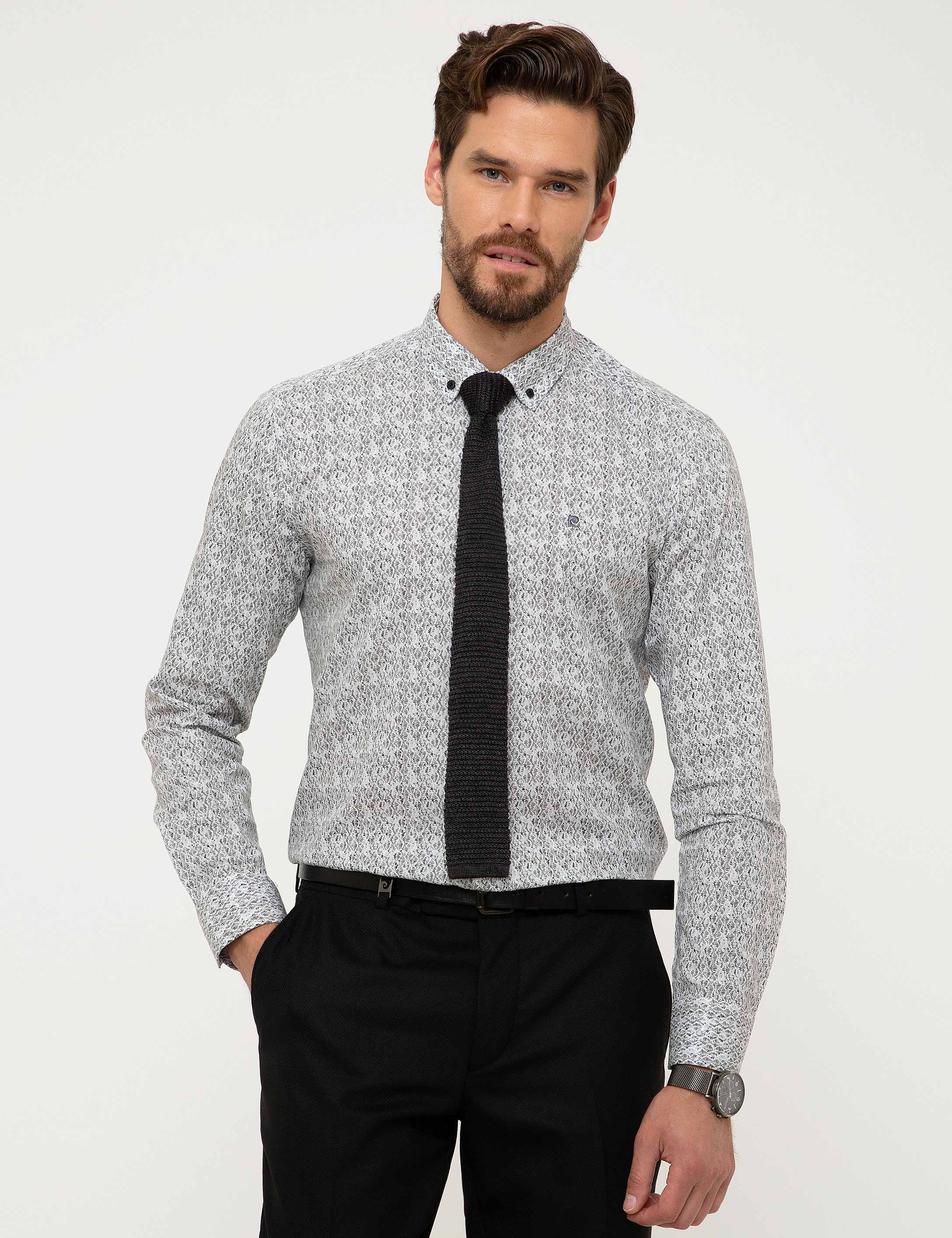Gri Slim Fit Gömlek - Image 1