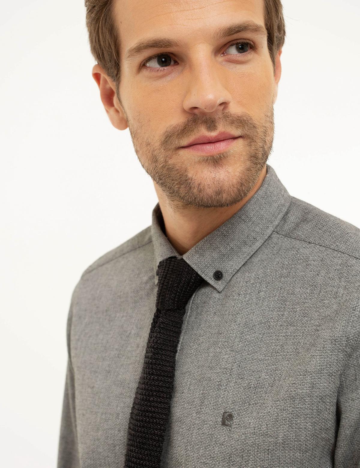 Gri Slim Fit Gömlek - 50209639008