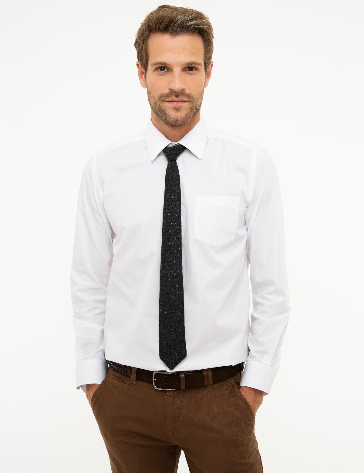 Beyaz Regular Fit Uzun Kollu Klasik Gömlek