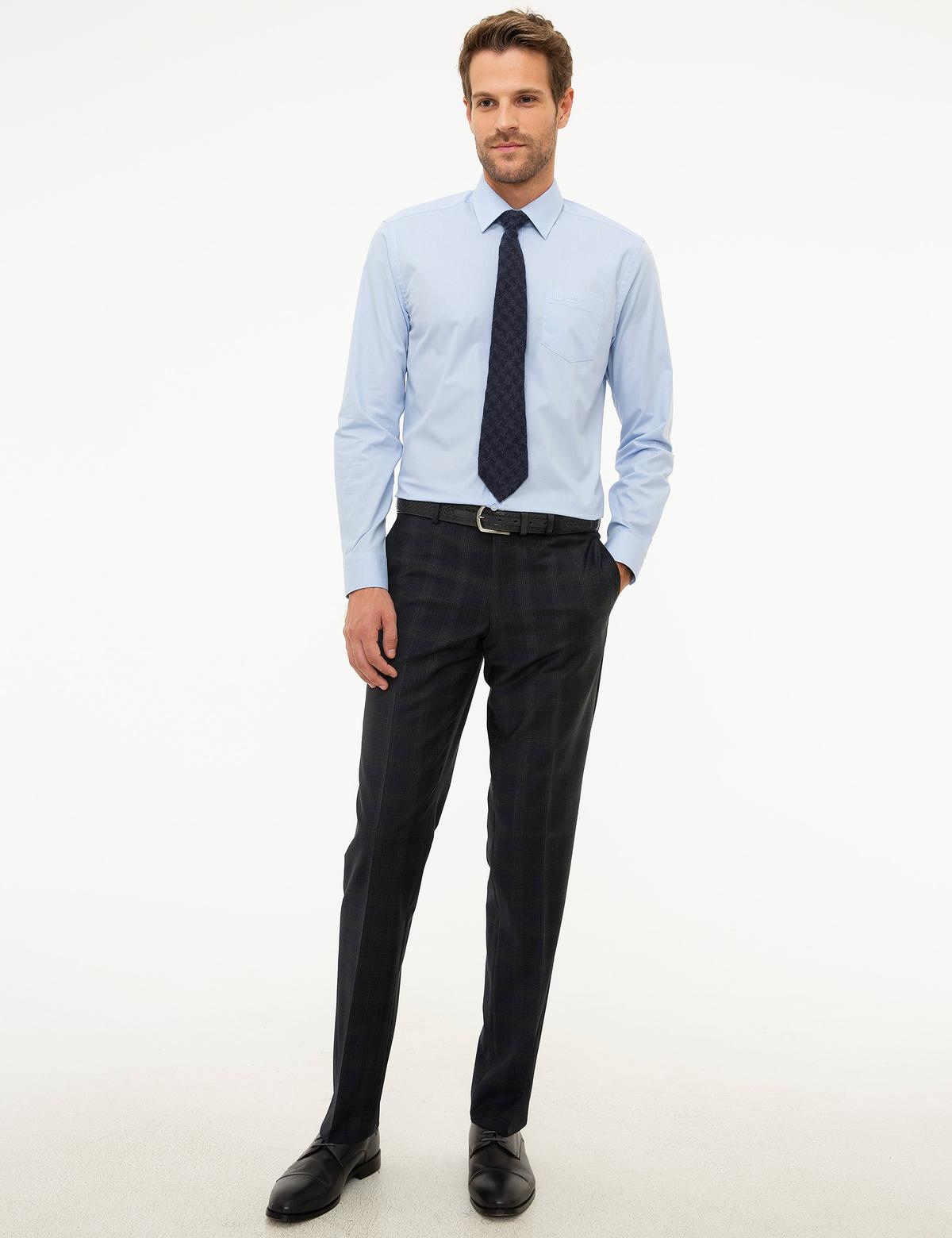 Açık Mavi Regular Fit Uzun Kollu Basic Gömlek - 50207625001