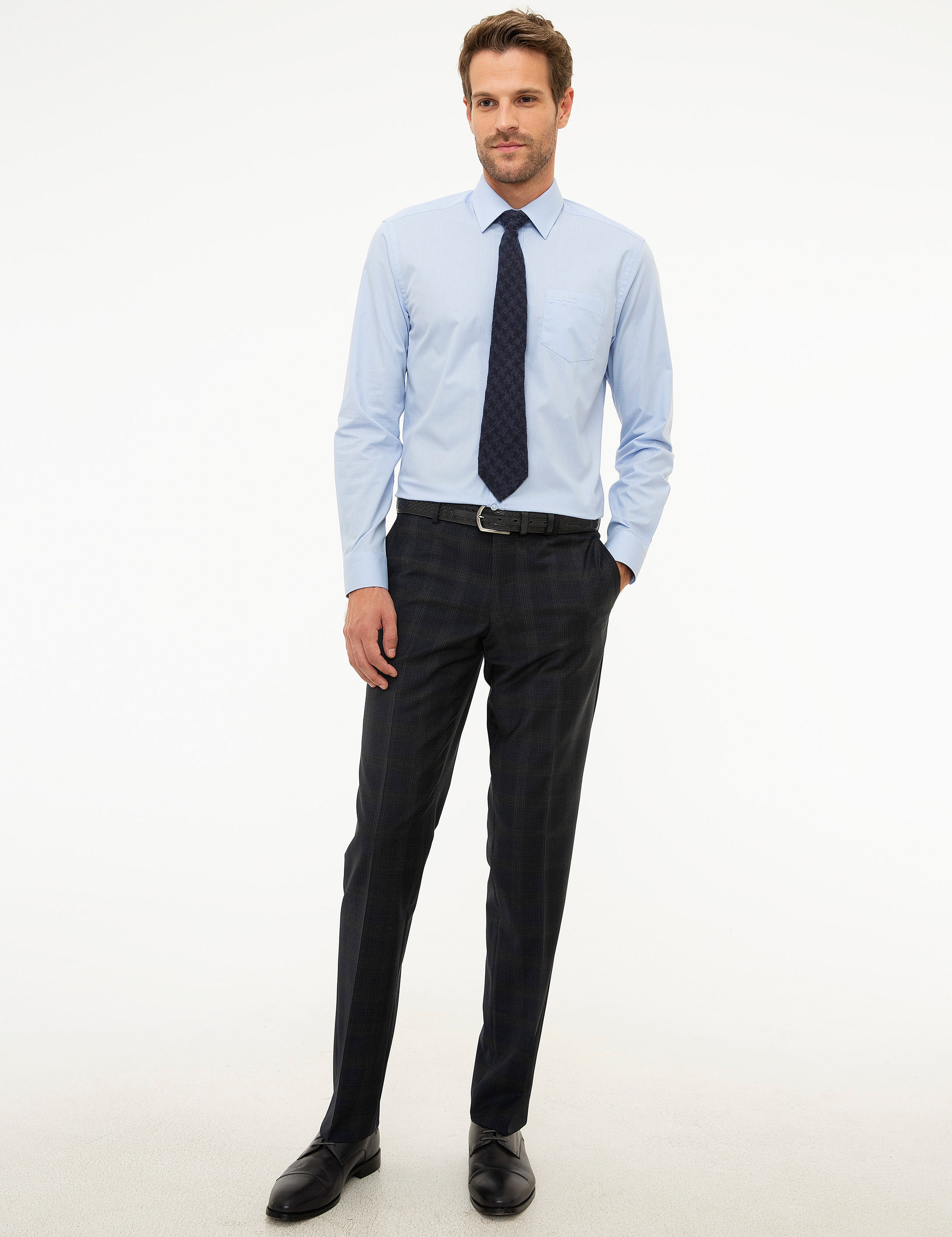 Açık Mavi Regular Fit Uzun Kollu Basic Gömlek - Image 4