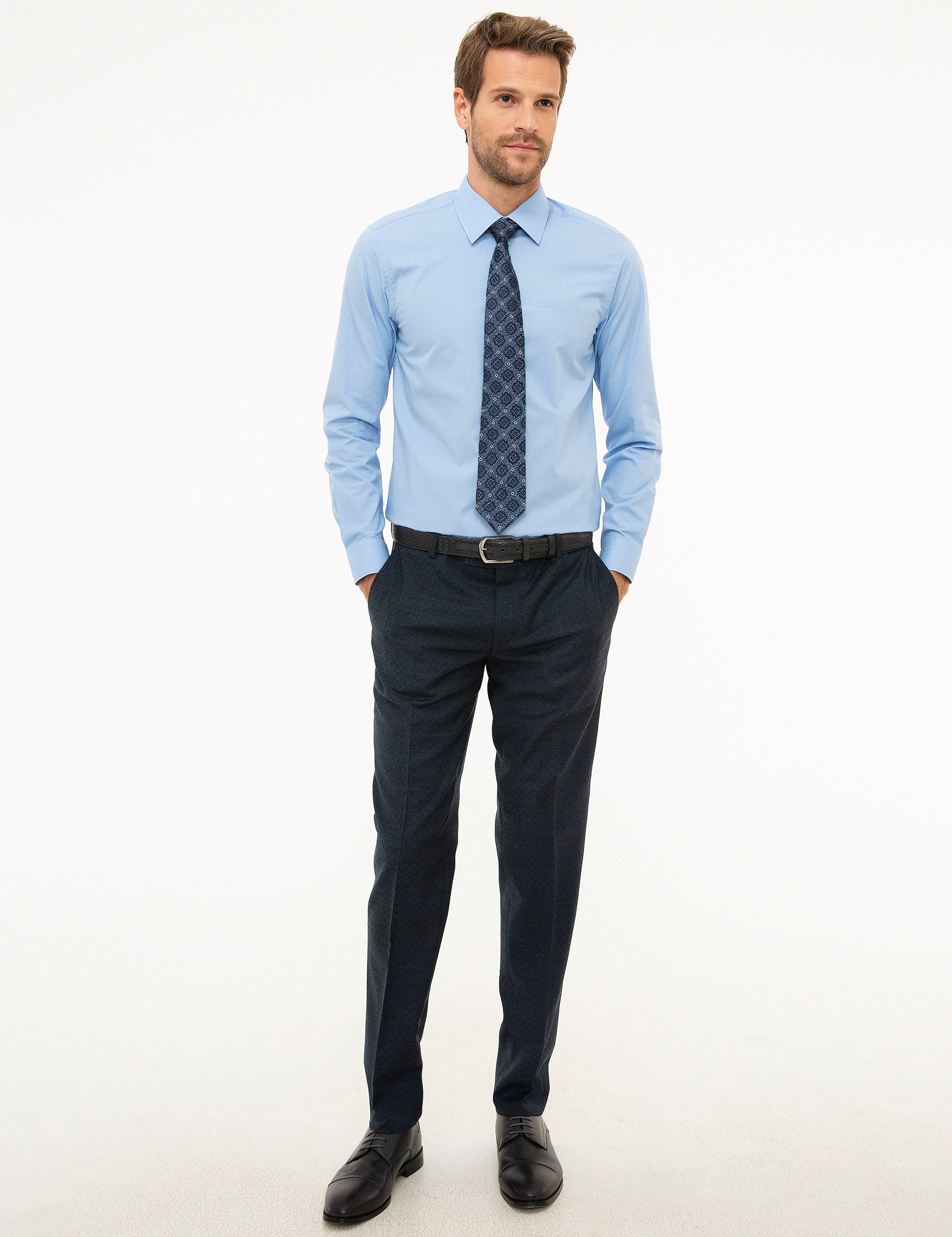 Mavi Slim Fit Uzun Kollu Klasik Gömlek - Image 4