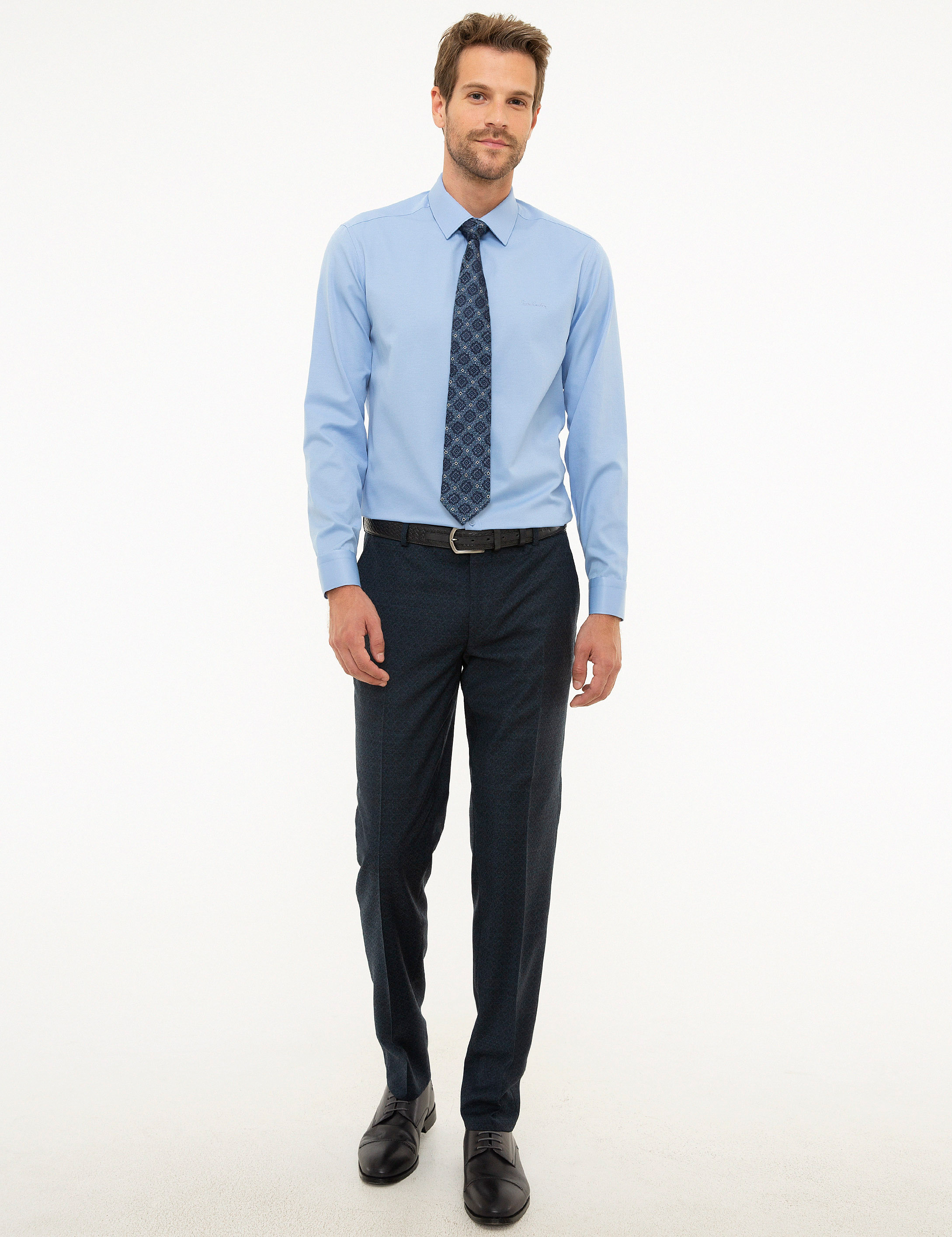 Mavi Slim Fit Uzun Kollu Klasik Gömlek - Image 4