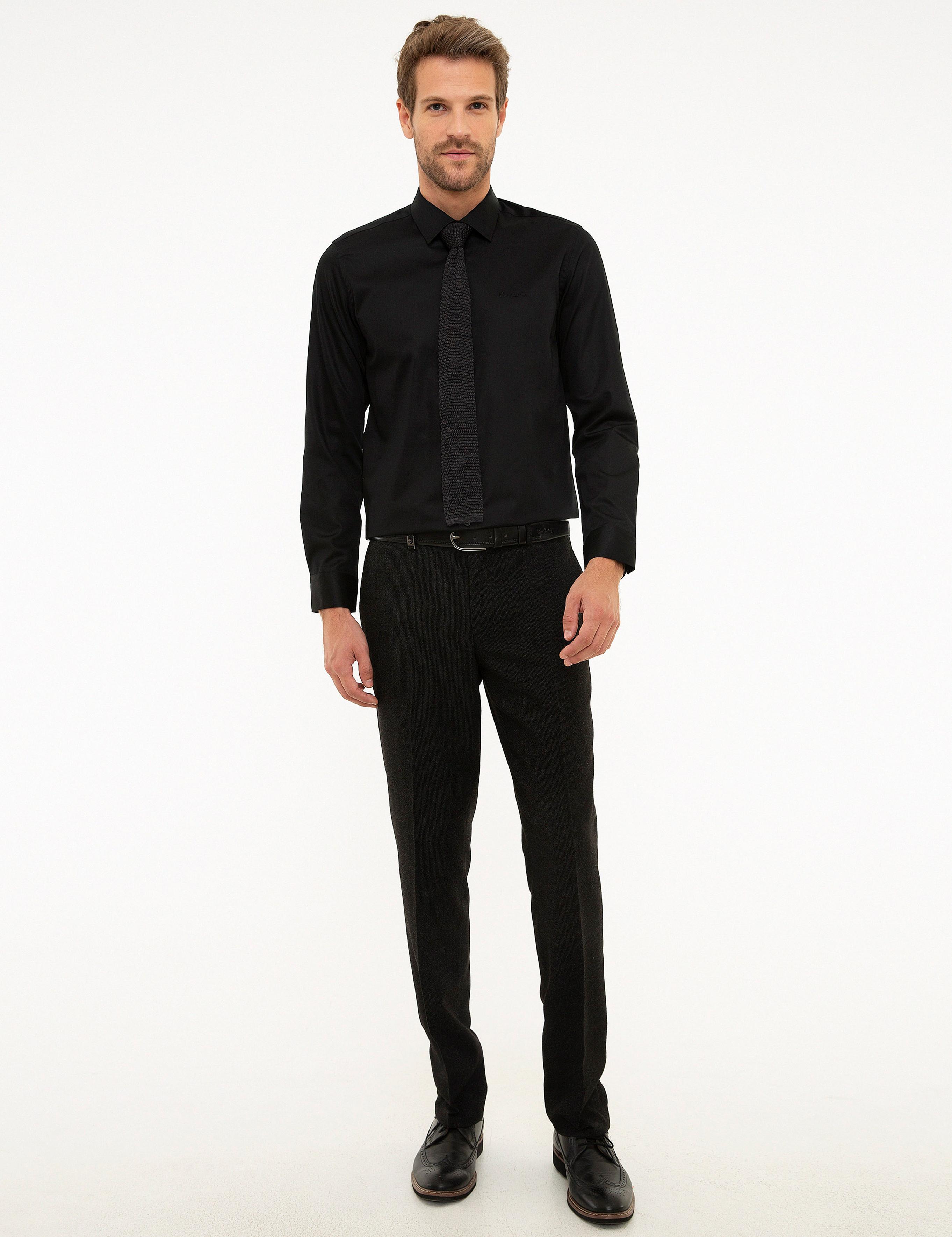 Siyah Slim Fit Uzun Kollu Klasik Gömlek