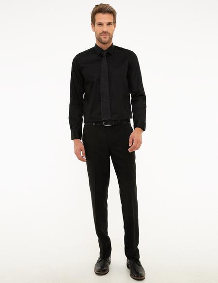 Siyah Slim Fit Uzun Kollu Klasik Gömlek - 50207631014