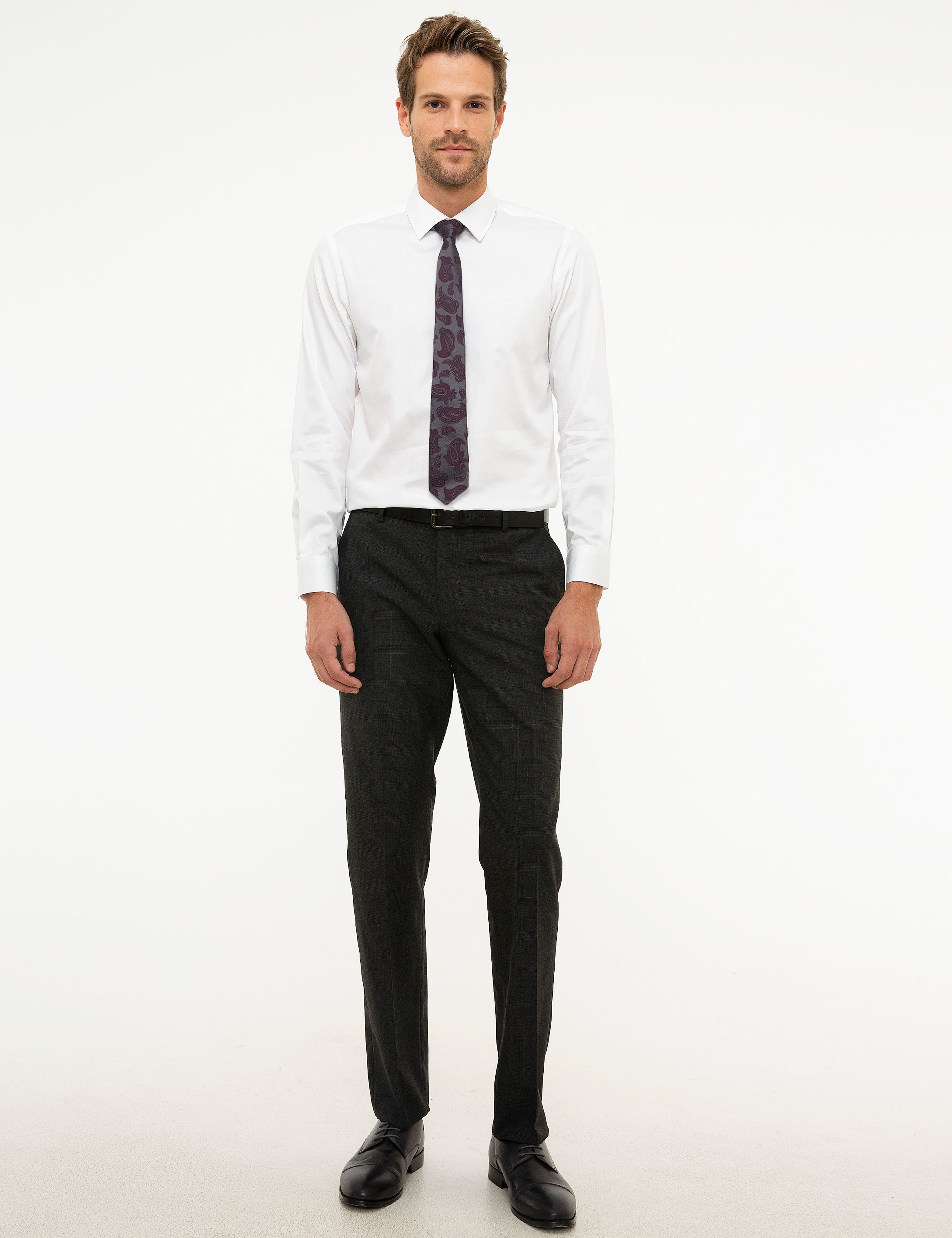 Beyaz Slim Fit Uzun Kollu Basic Gömlek - Image 4