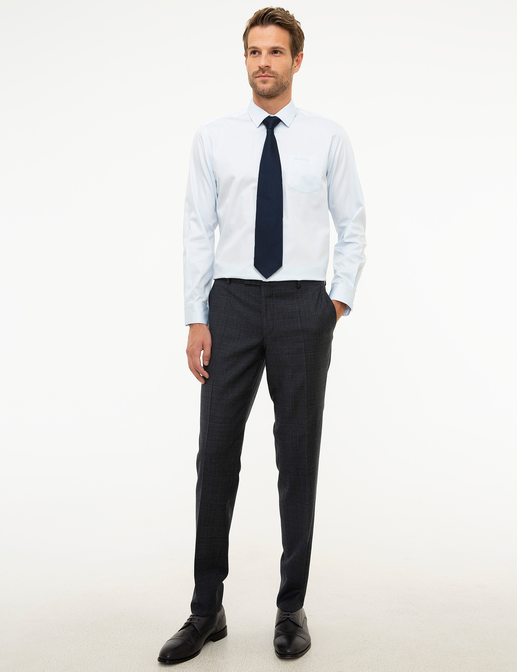 Açık Mavi Regular Fit Uzun Kollu Klasik Gömlek - Image 4