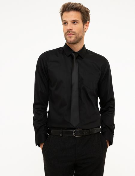 Siyah Regular Fit Uzun Kollu Klasik Gömlek - 50207634010