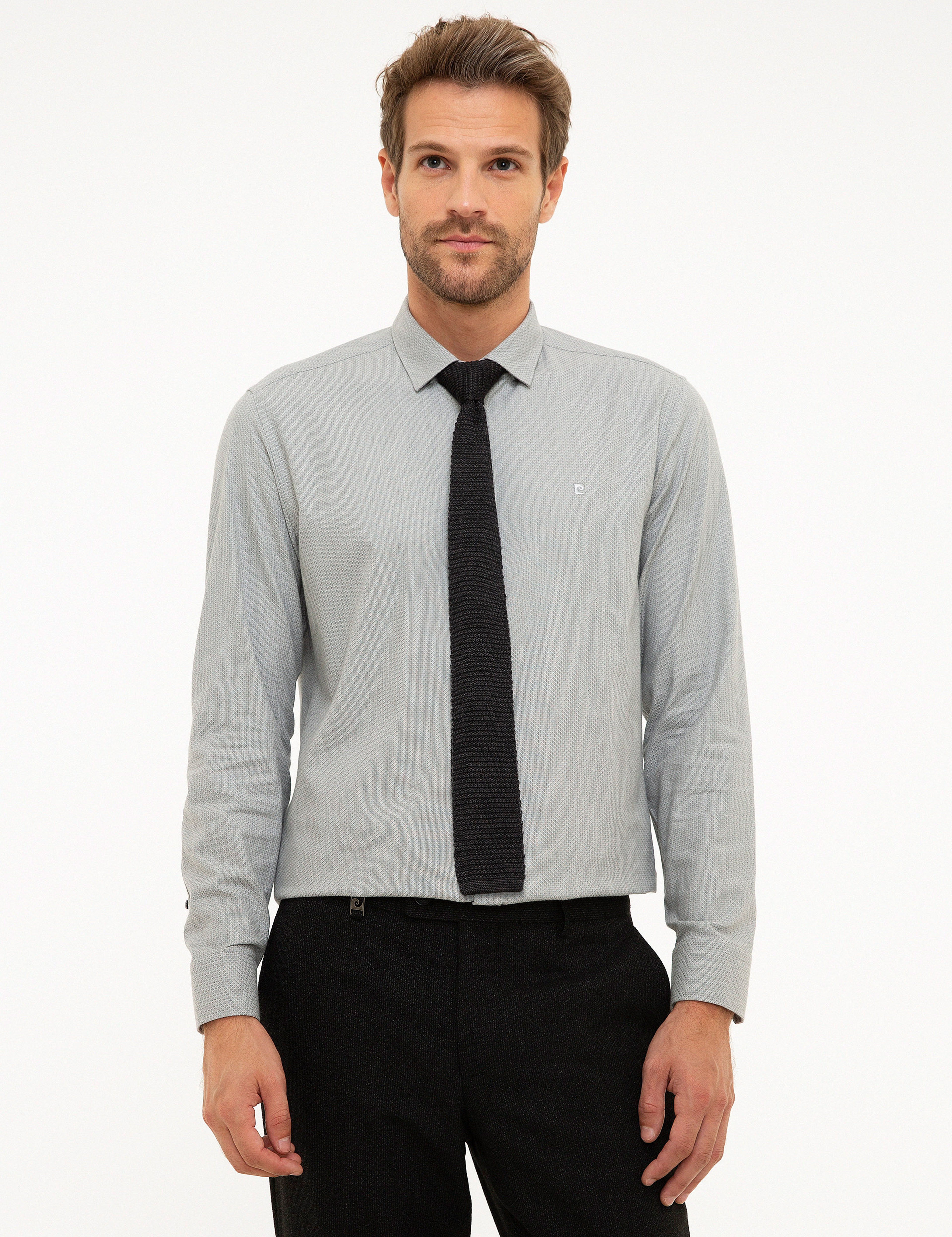 Gri Slim Fit Gömlek - Image 1