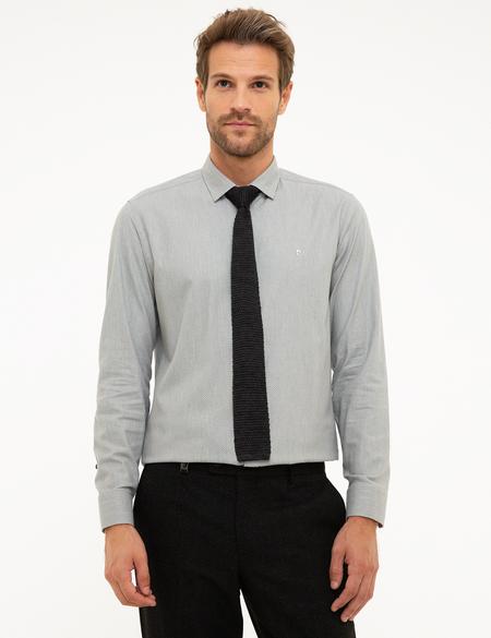 Gri Slim Fit Uzun Kollu Gömlek - 50209255008