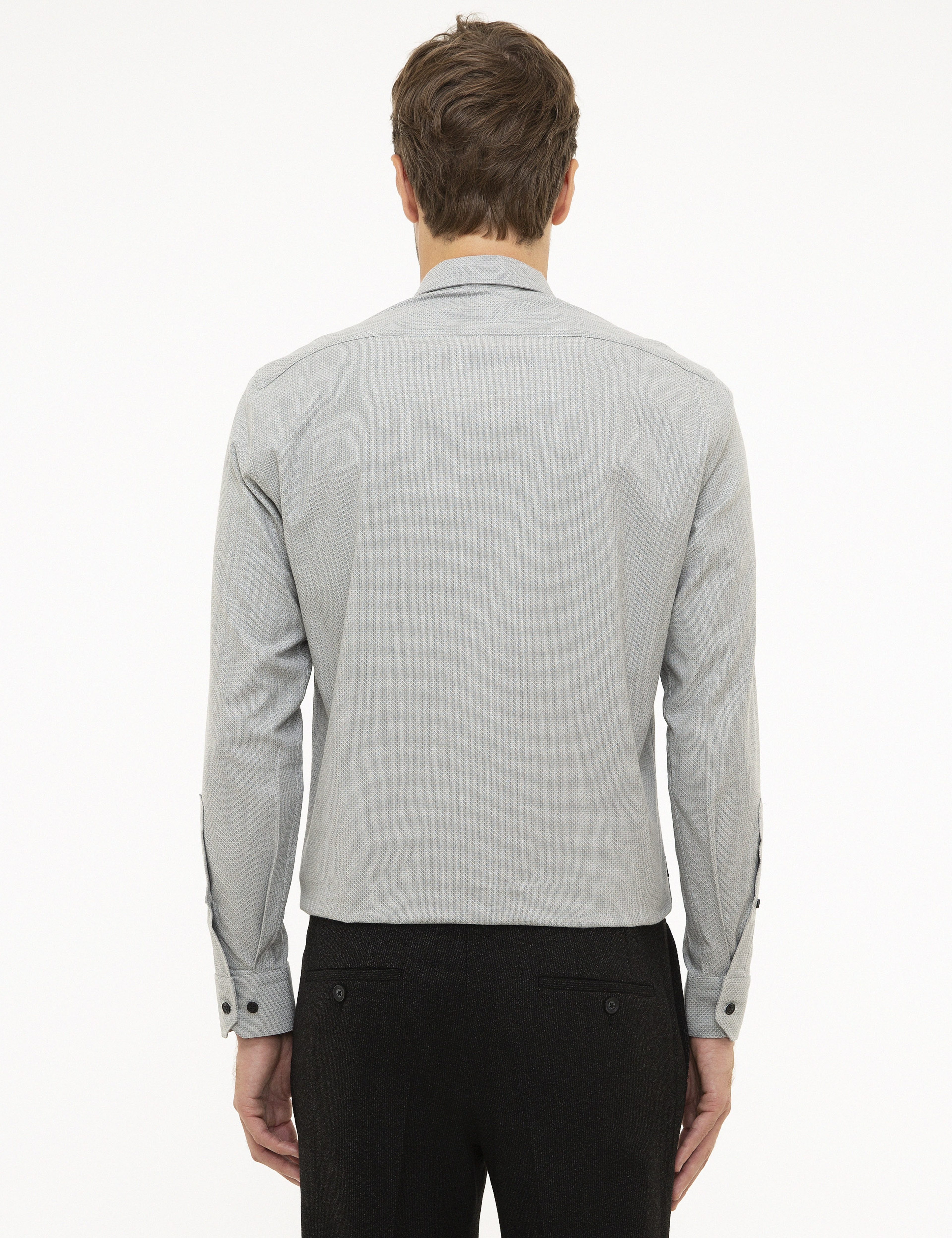 Gri Slim Fit Gömlek - Image 3