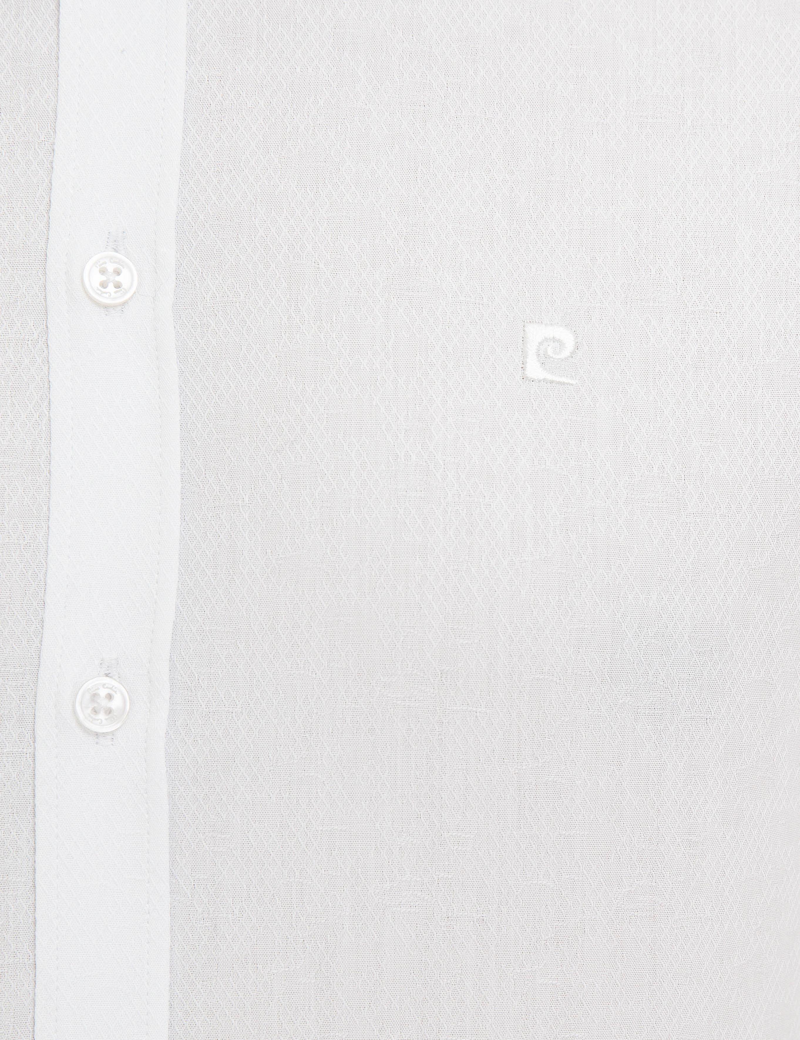 Beyaz Slim Fit Armürlü Gömlek