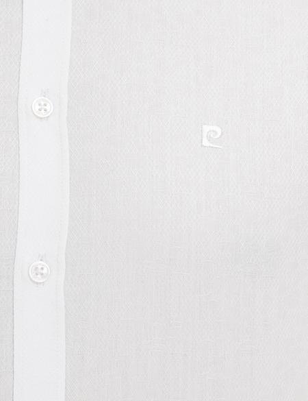 Beyaz Slim Fit Armürlü Gömlek - 50209661012