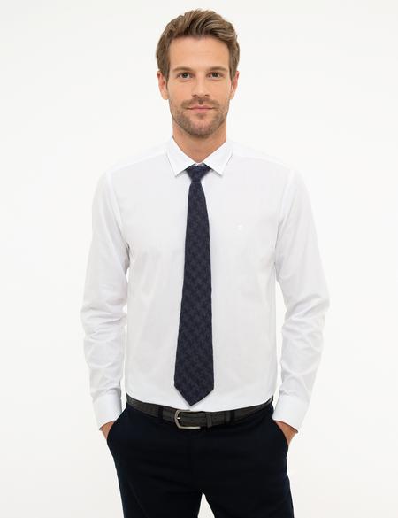 Beyaz Slim Fit Armürlü Gömlek - 50209662005