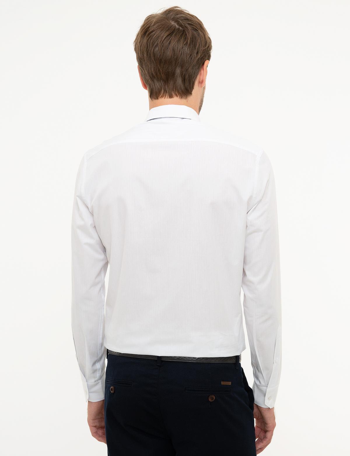 Beyaz Slim Fit Armürlü Gömlek - 50209662005