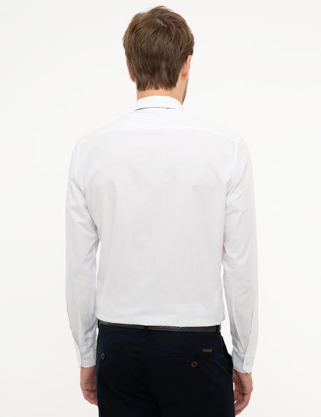 Beyaz Slim Fit Armürlü Gömlek - 50209662005