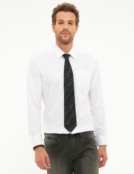 Beyaz Regular Fit Armürlü Gömlek - 50209663001