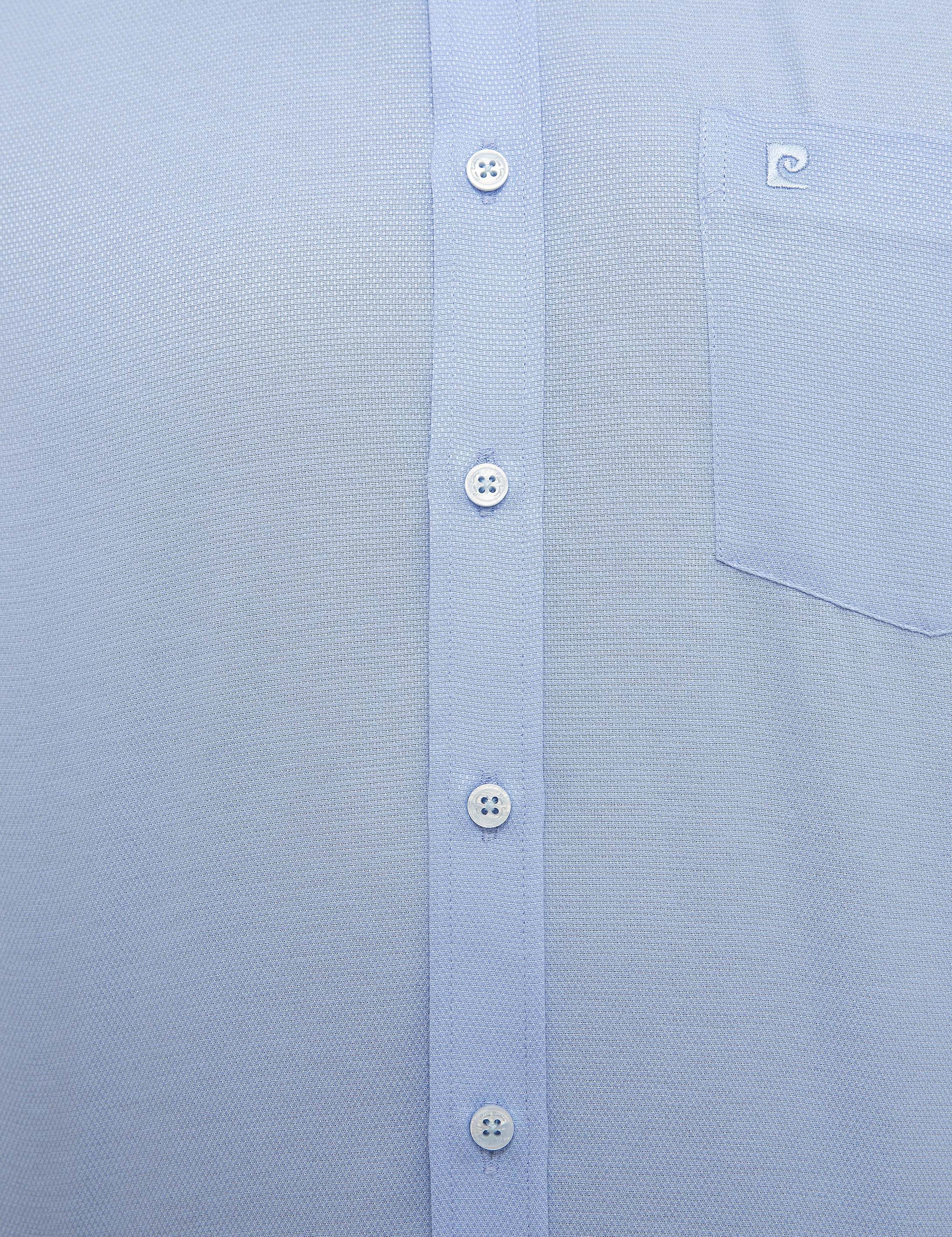 Açık Mavi Regular Fit Armürlü Gömlek