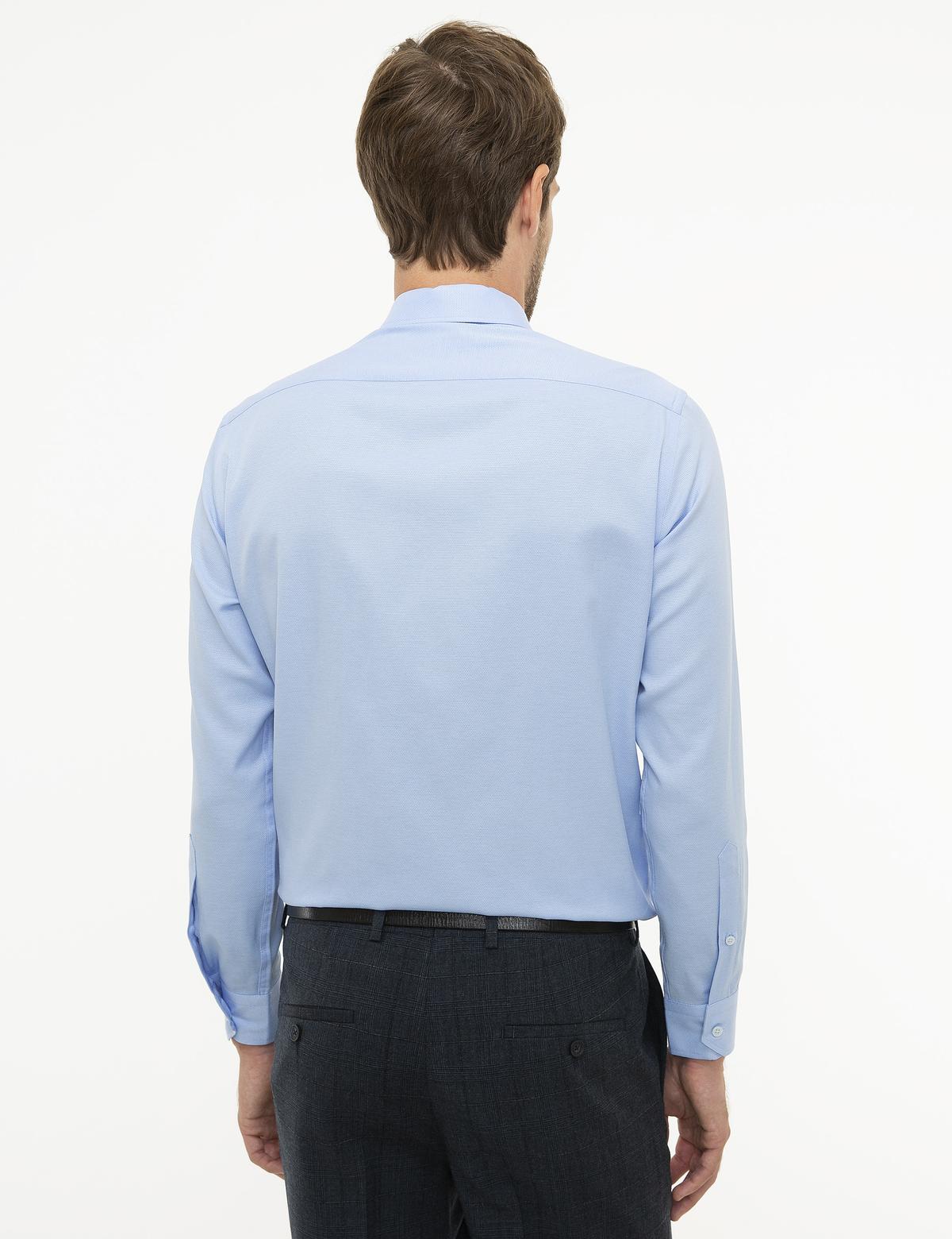 Açık Mavi Regular Fit Armürlü Gömlek - 50209663010