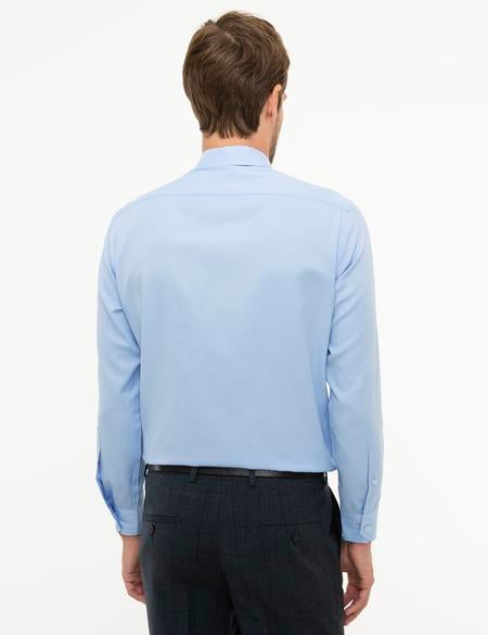 Açık Mavi Regular Fit Armürlü Gömlek - 50209663010