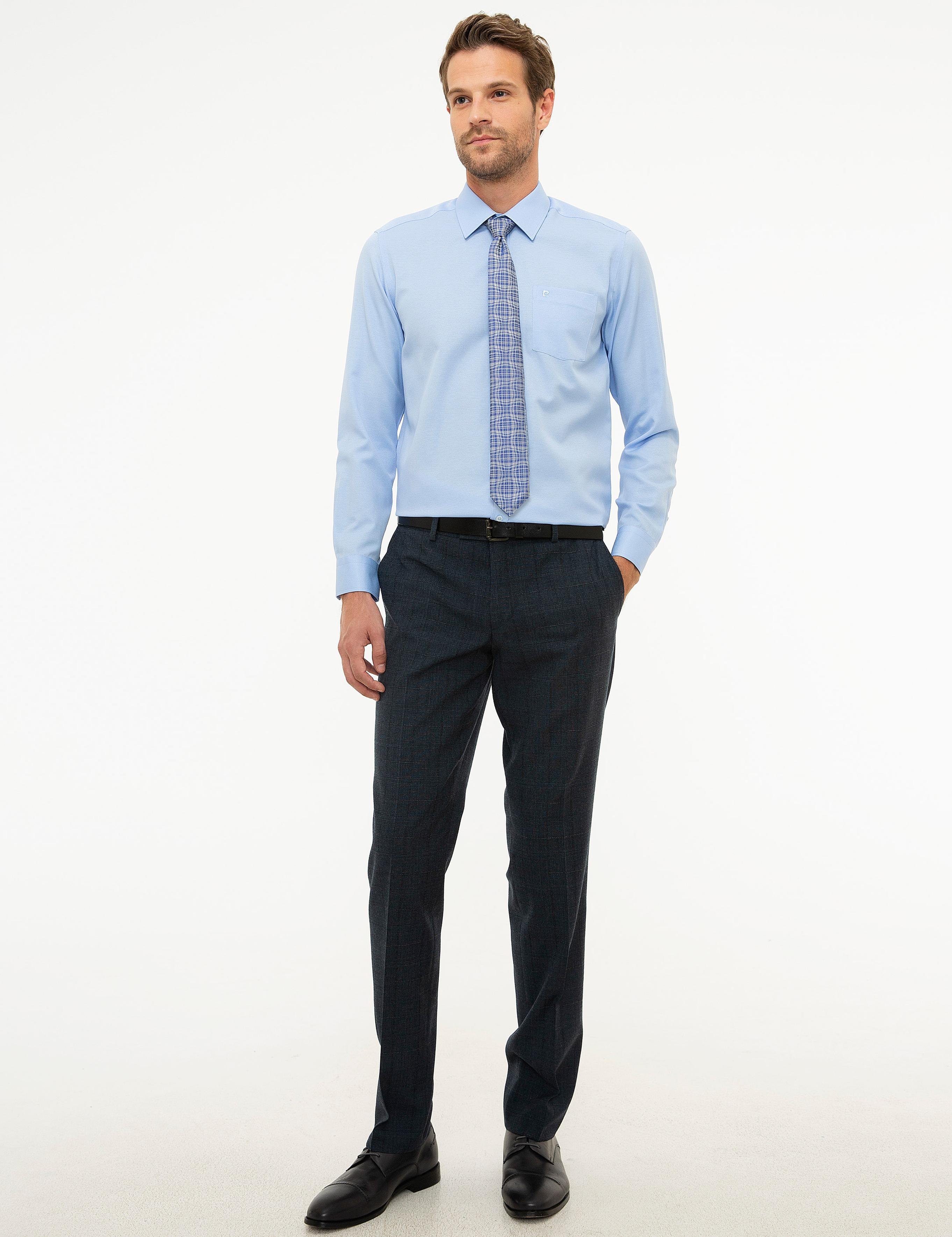 Açık Mavi Regular Fit Armürlü Gömlek