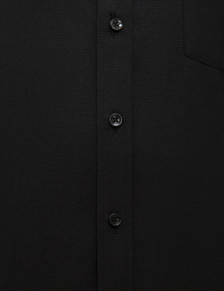Siyah Regular Fit Armürlü Gömlek - 50209663037