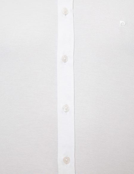 Beyaz Slim Fit Armürlü Gömlek - 50209664002