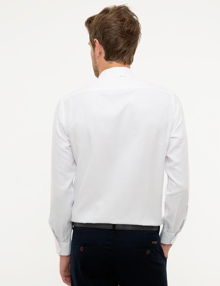 Beyaz Slim Fit Armürlü Gömlek - 50209664002