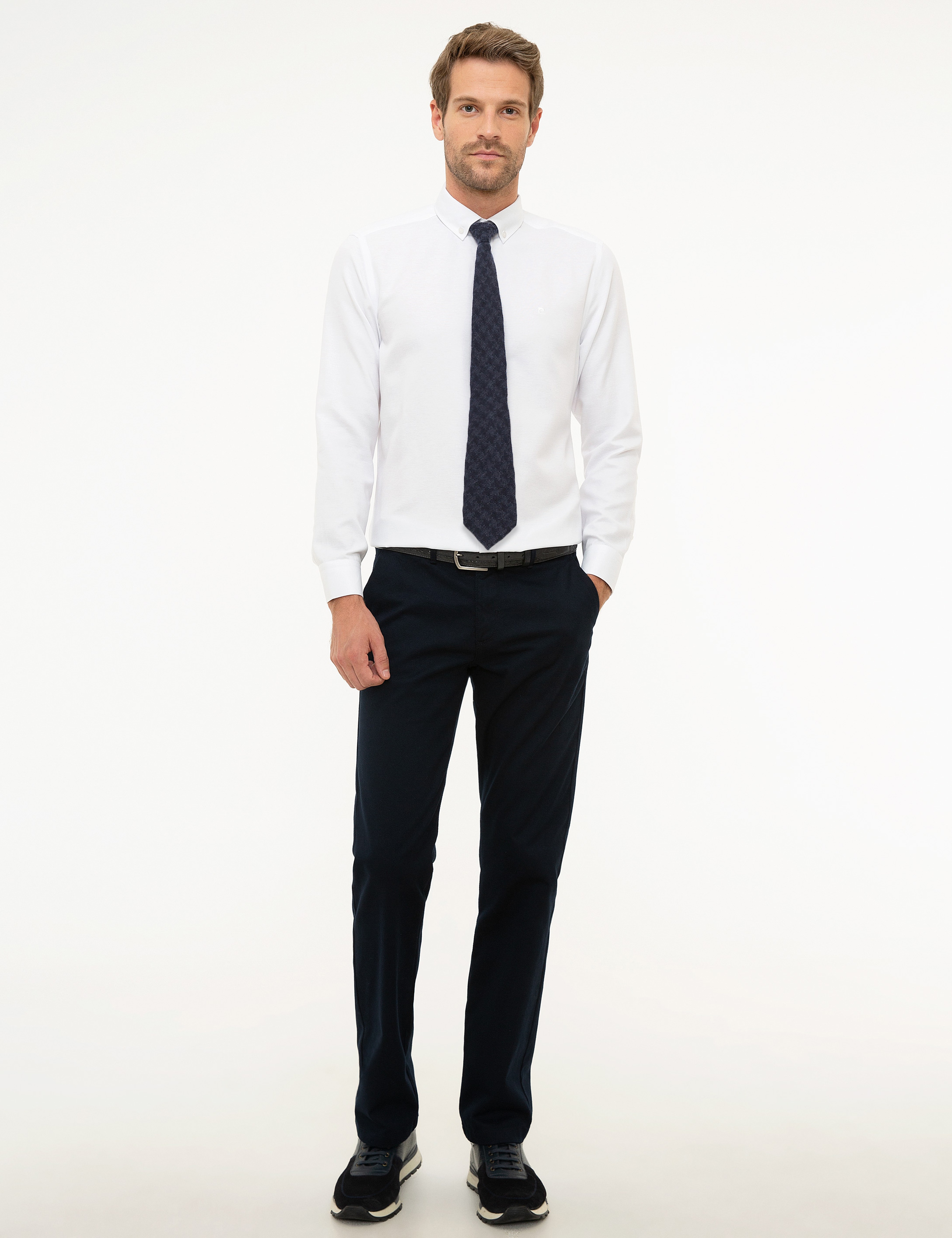 Beyaz Slim Fit Armürlü Gömlek - Image 4