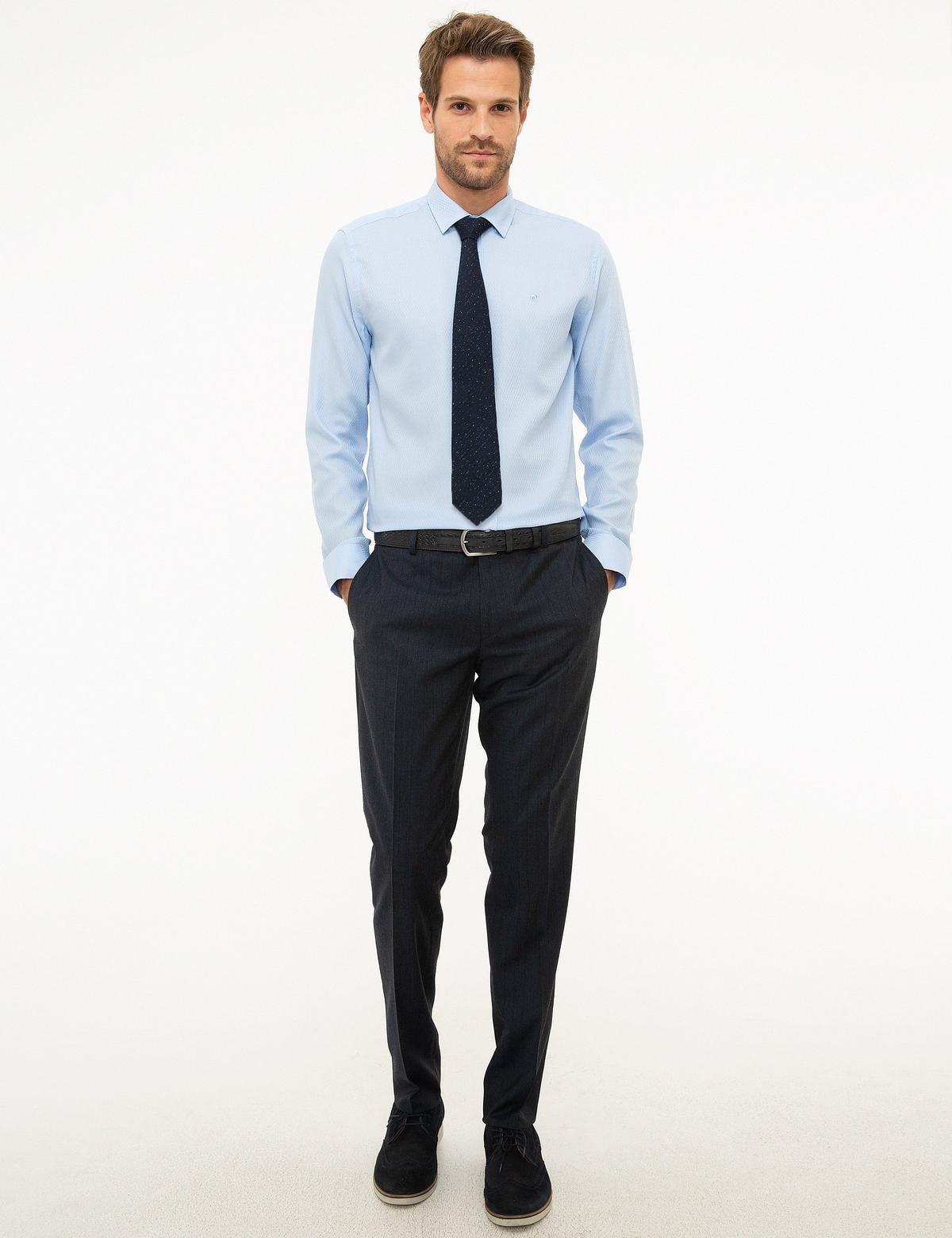 Açık Mavi Slim Fit Uzun Kollu Gömlek - 50209667010