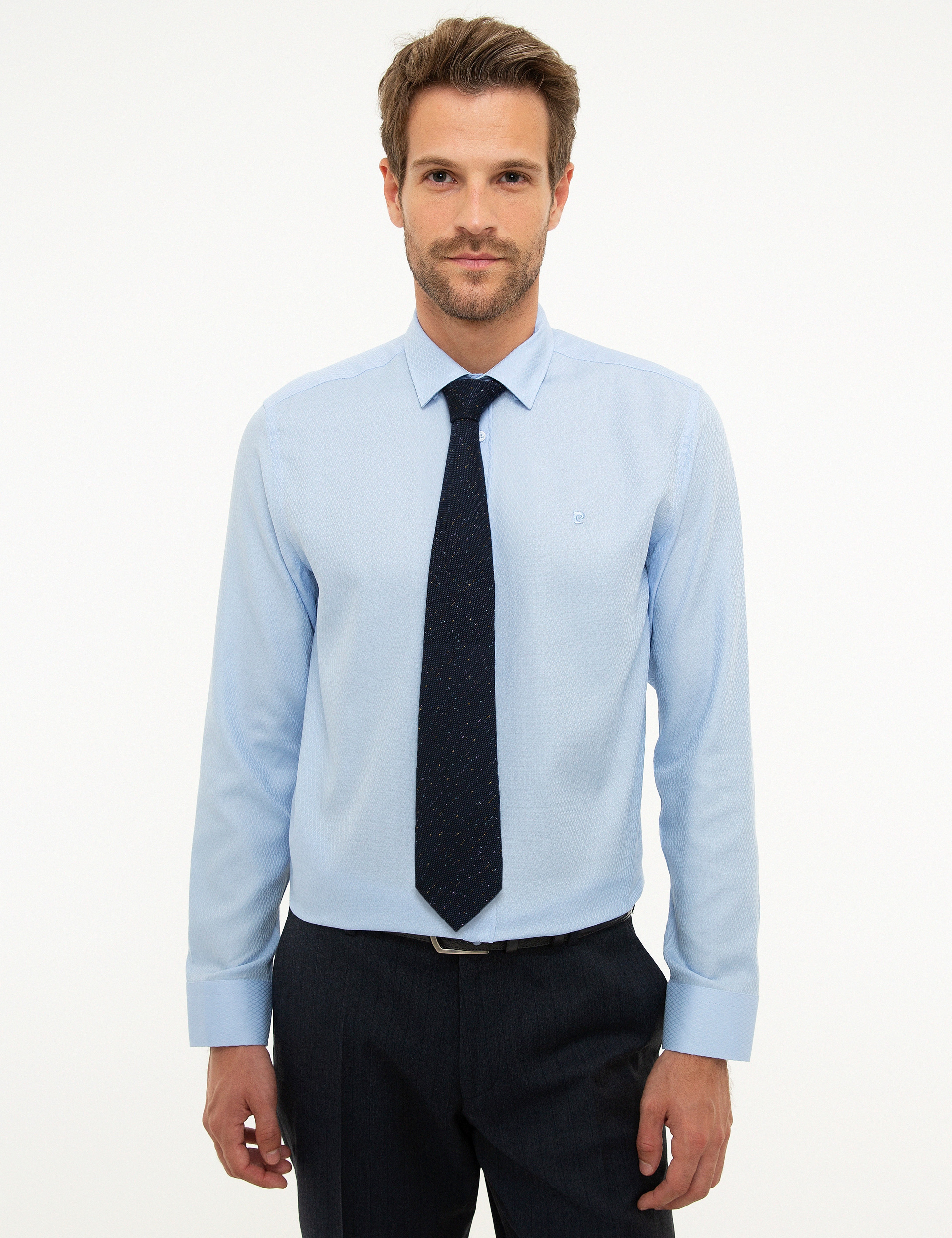 Açık Mavi Slim Fit Uzun Kollu Gömlek - Image 1