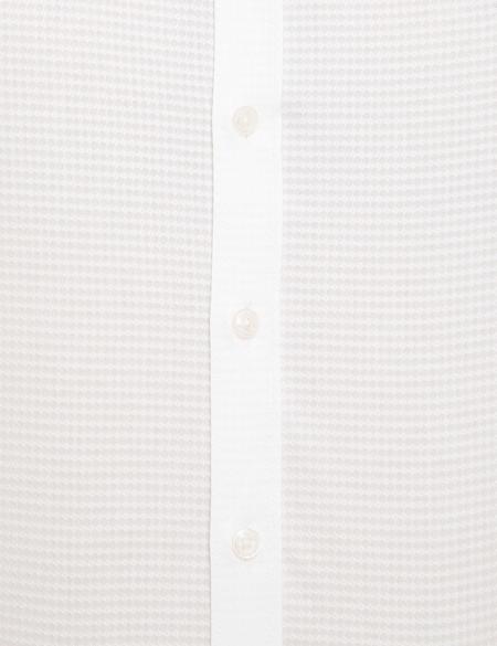 Beyaz Slim Fit Armürlü Gömlek - 50209278006