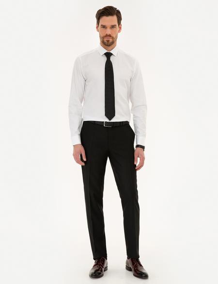 Beyaz Slim Fit Armürlü Gömlek - 50219281003