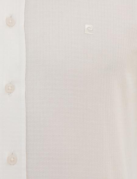 Beyaz Slim Fit Armürlü Gömlek - 50219281003