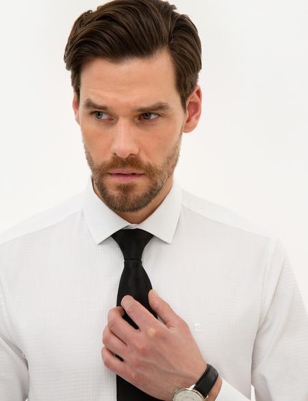 Beyaz Slim Fit Armürlü Gömlek - 50219281003