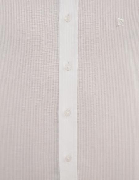 Beyaz Slim Fit Armürlü Gömlek - 50219268007