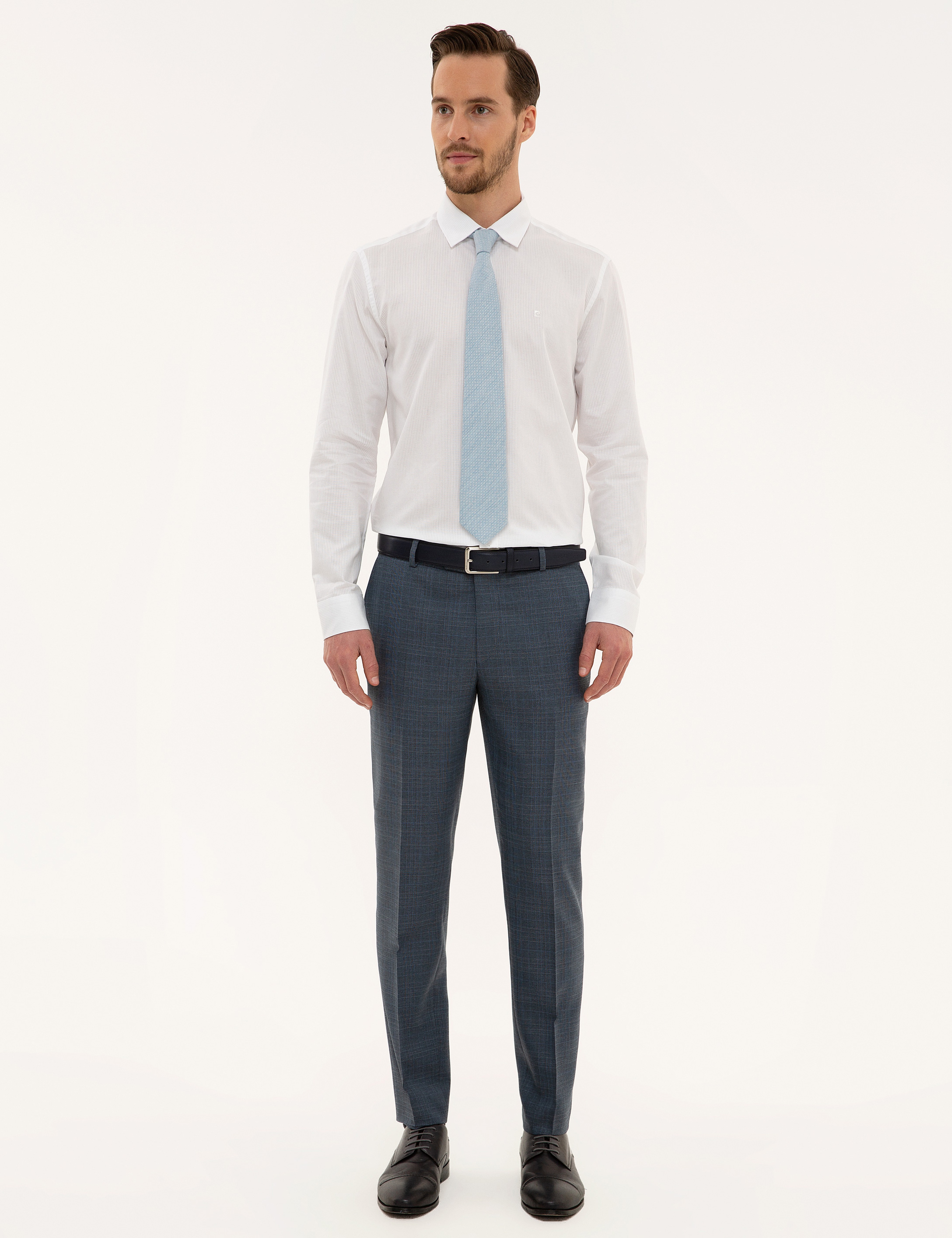 Beyaz Slim Fit Armürlü Gömlek - Image 4